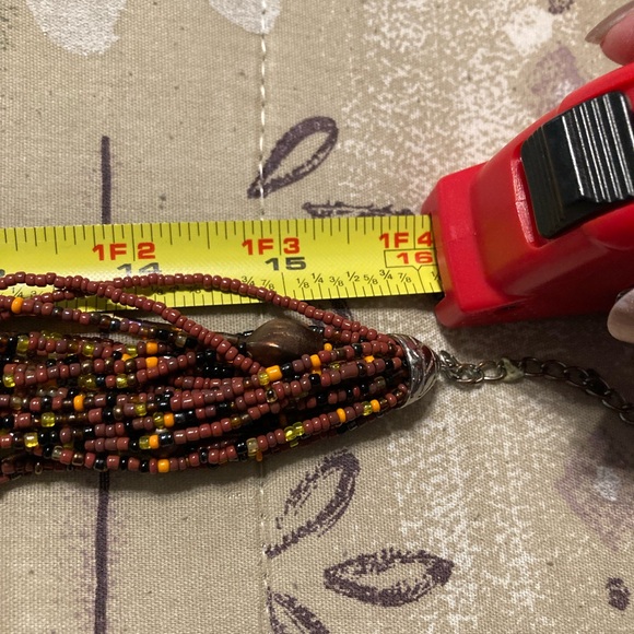 EsMor Orange Brown Multi Strand Glass Seeded Beaded 15” Necklace W/ 3” Extender - Picture 9 of 11